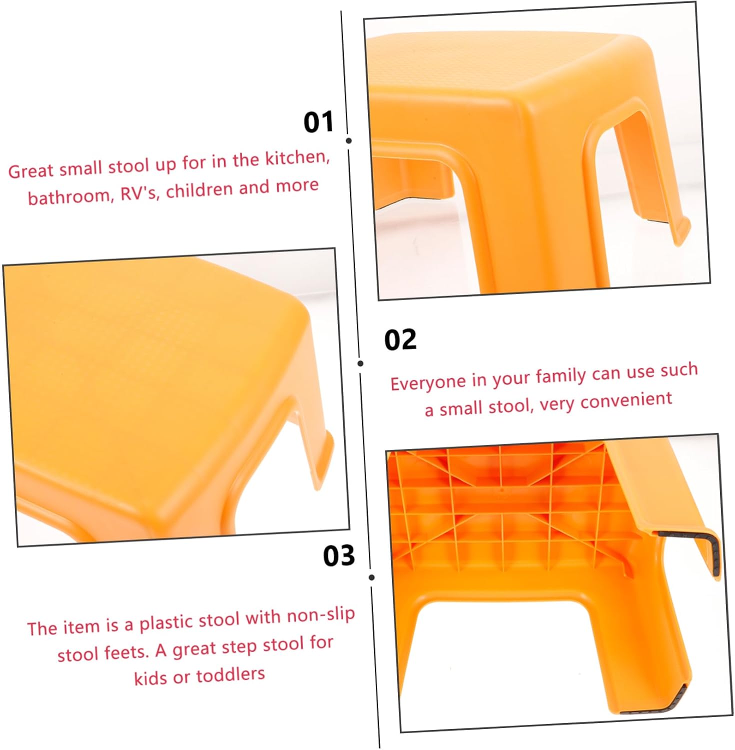 Luxshiny 1Pc Orange Stool Non Skid Creative Footstool for Household Furniture for Living Room and Nursery Use