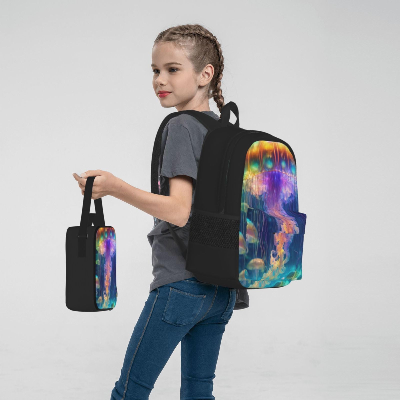 Zaino, borsa portapranzo, astuccio, set da 3 pezzi, per lavoro e