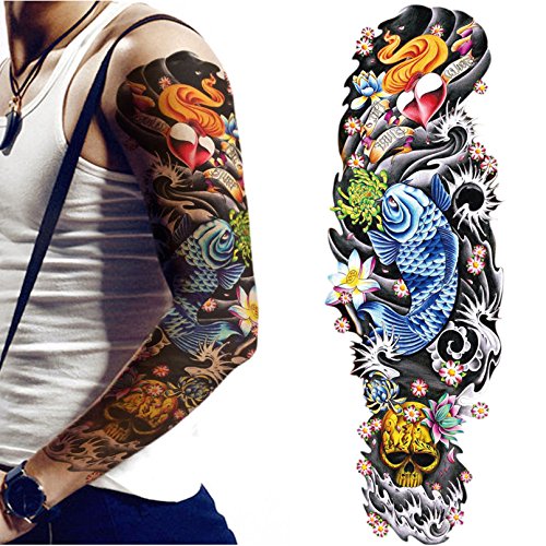 Kotbs 4 Sheets Extra Large Full Arm Temporary Tattoo Waterproof Tattoos Sticker for Men Women Makeup Body Art Fake Tattoo Sleeves Designs