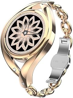 Smart Watch Female 1.09 inch DIY Watches Heart Rate Monitoring Ladies Smartwatch for Android lem1995 4 Star Crystal Diamond (Color : Silver) (Color : Gold)(Gold)