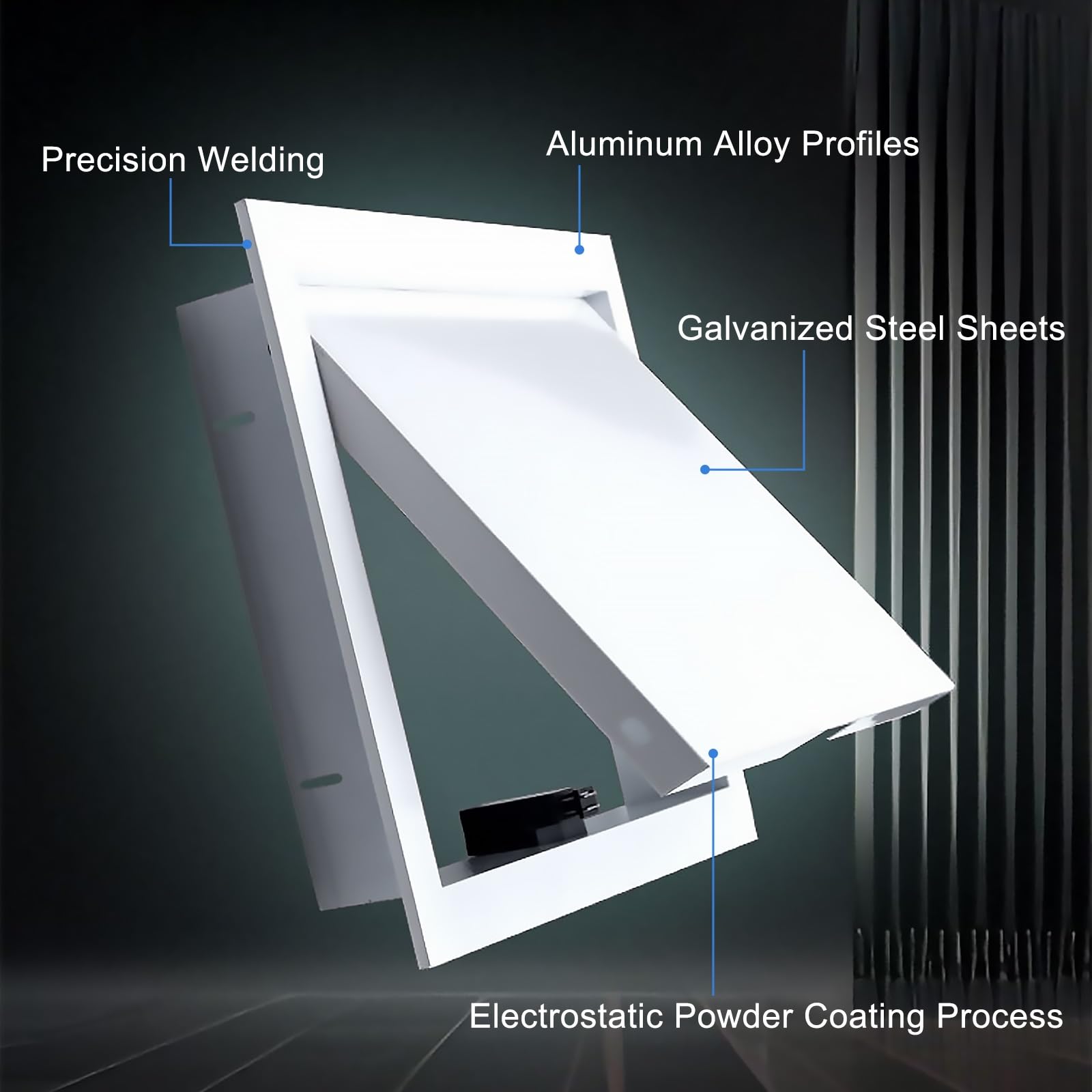 Dachboden-Zugangstür aus Aluminiumlegierung, Metallplatte mit Press-to-Open-Mechanismus, einfache Installation für Wände/Decken, versteckter Zugang zu Sanitärinstallationen (35 x 55 cm)