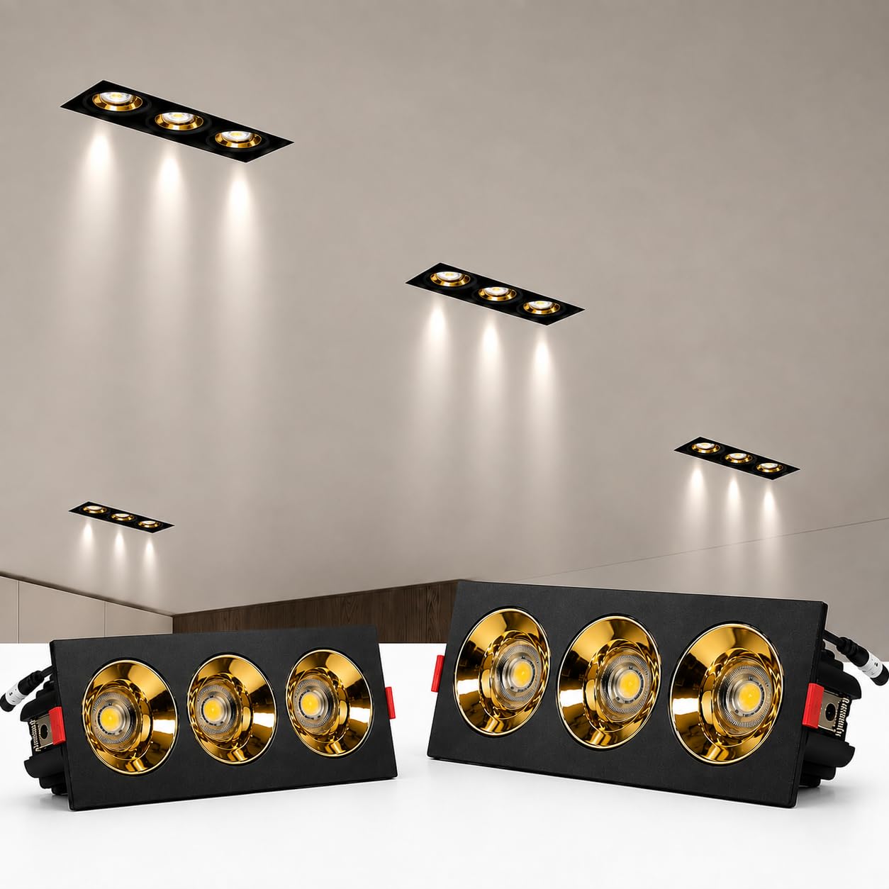 Trendy ILLUMINA Three Headed COB Ceiling Downlighter | Triple Head Recessed LED Downlight | Aluminium Body | 36° Beam Angle | Indoor False Ceiling Light-image-25