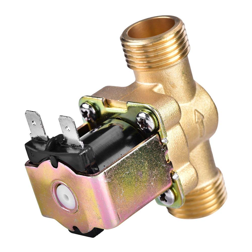 Électrovanne 1/2' DC 24V Normalement Fermée en Laiton, Vanne Électromagnétique pour Contrôle de l'Eau