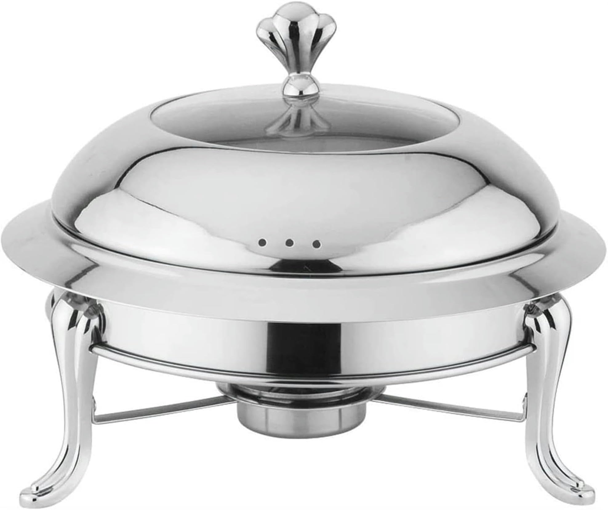 Hadecoll Silver Stainless Steel Chafing Dish Buffet Set With Glass Viewing Lid, Chafers 28Cm Buffet Servers And Warmers For Wedding, Parties, Banquet, Catering Events,