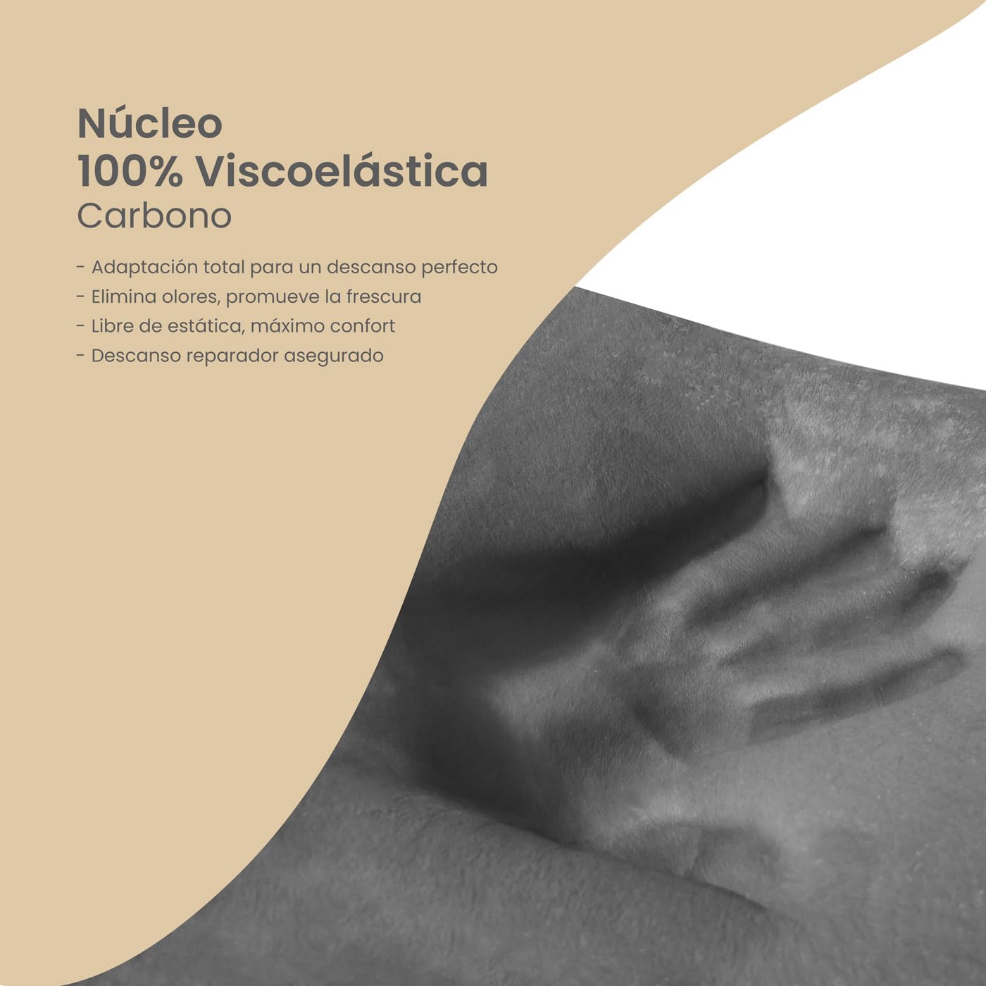 Homey - Almohada Viscoelástica Carbono | Máximo Confort y Excelente Adaptabilidad con Propiedades Antiestrés | 2 Unidades de 70 x 40 cm