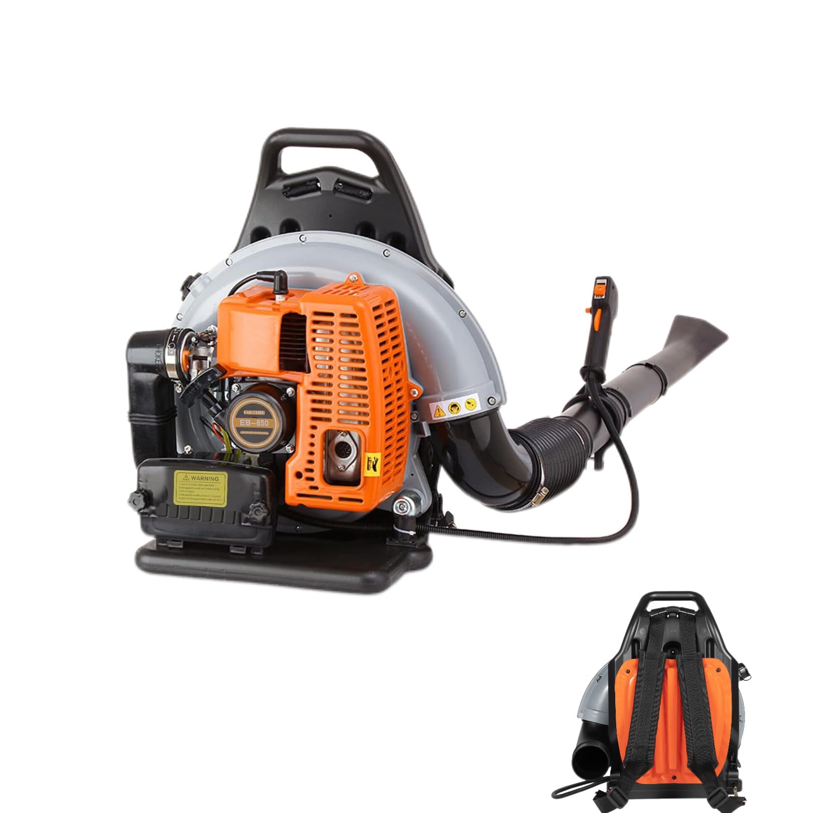 Souffleur Thermique à Dos 63CC, 2.7KW, Refroidissement par Air, Moteur 2 Temps avec Réservoir 1.8L, 6800 TR/Min, Bandoulière Réglable, pour Feuilles, Neige et Débris