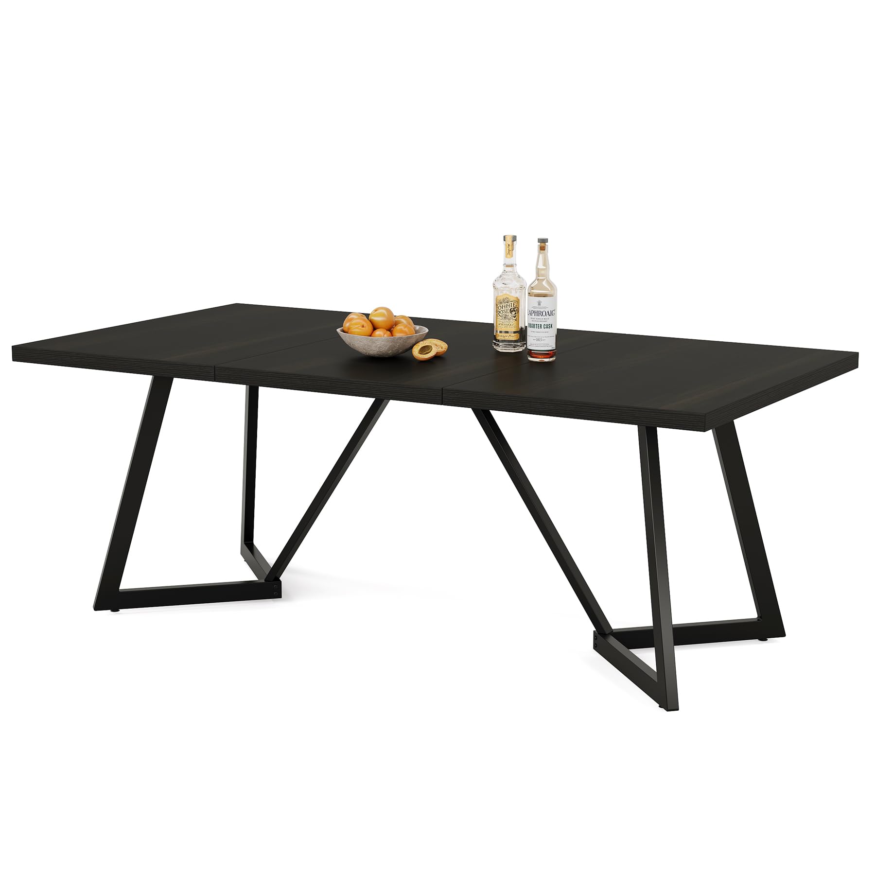 Tribesigns Grande tavolo da pranzo da 180 cm per 6-8 persone, tavolo da pranzo moderno con struttura in metallo, tavolo da cucina rettangolare per la sala da pranzo per la casa (nero)
