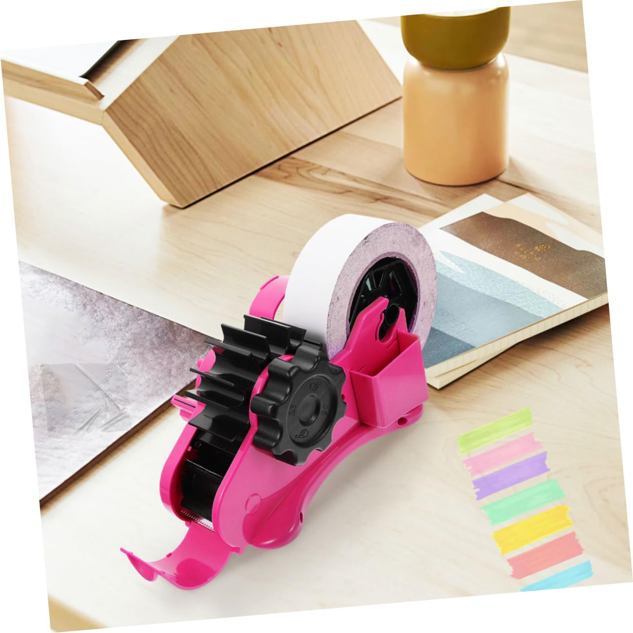 Uonlytech 2 Pezzi Distributore Nastro Adesivo Semi con Taglierina per Nastro Termico per Strumento per Ufficio Scuola e Casa