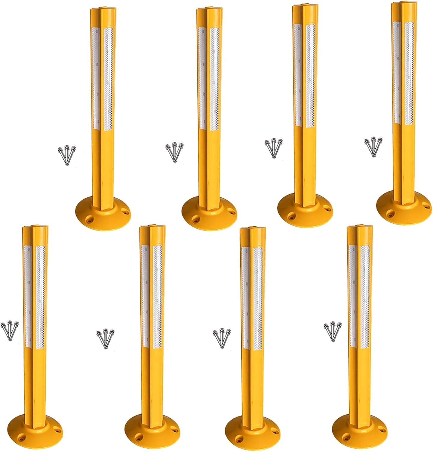 Parking Traffic Safety Cones 32 Inch Tall, 4/6/8 Packs Safety Bollard Pole Barrier with Expansion Bolts, Security Driveway Post for Sidewalks, Streets, Schools & Public Areas