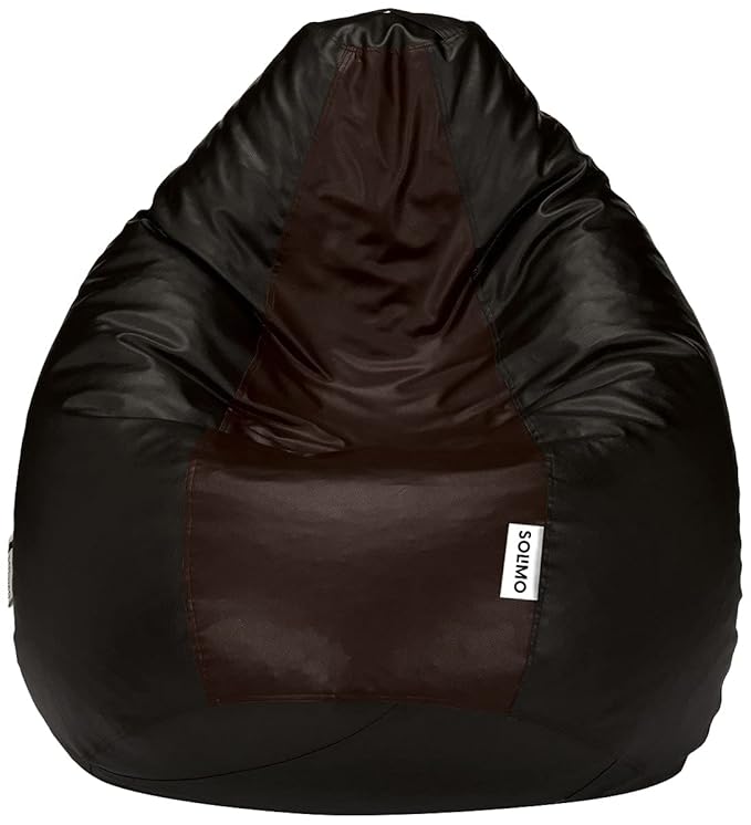 Amazon Brand - Solimo XXL Bean Bag Cover Without Beans (Black and Brown, Faux Leather)