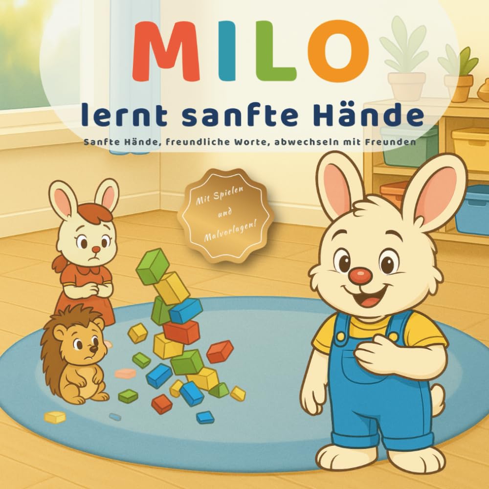 Milo lernt sanfte Hände: Sanfte Hände, freundliche Worte, abwechseln mit Freunden – Bilderbuch über Teilen, Sozialverhalten und starke Gefühle im Kindergarten (3–6 Jahre) (Milos kleine Lektionen)