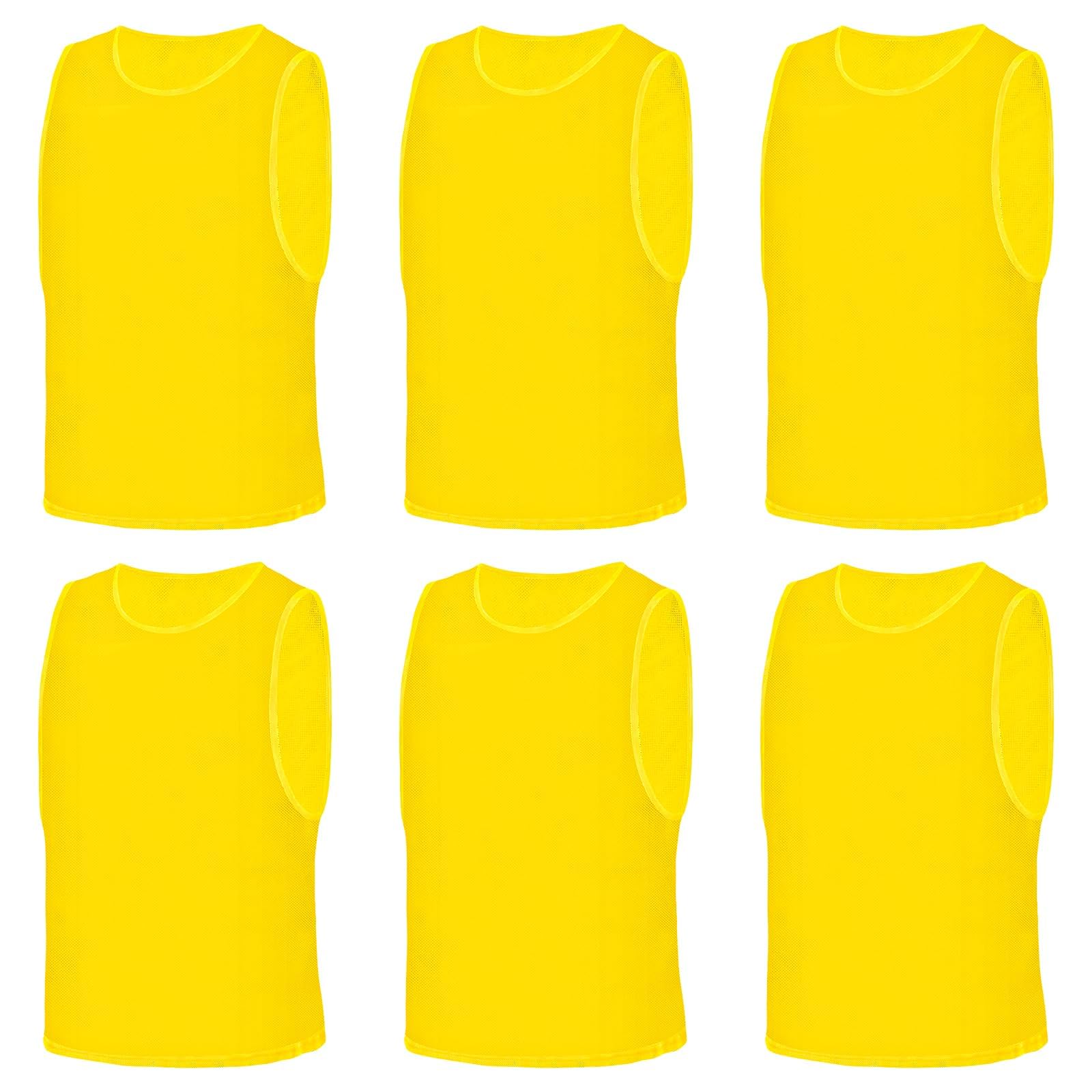AUYAO 6Pcs Kids Team Training Vest, Breathable Mesh Scrimmage Sleeveless Training Pinnies Training Bibs, Quick-Dry Multi-Sports Bibs Sports Practice Vests for Soccer Basketball Practice
