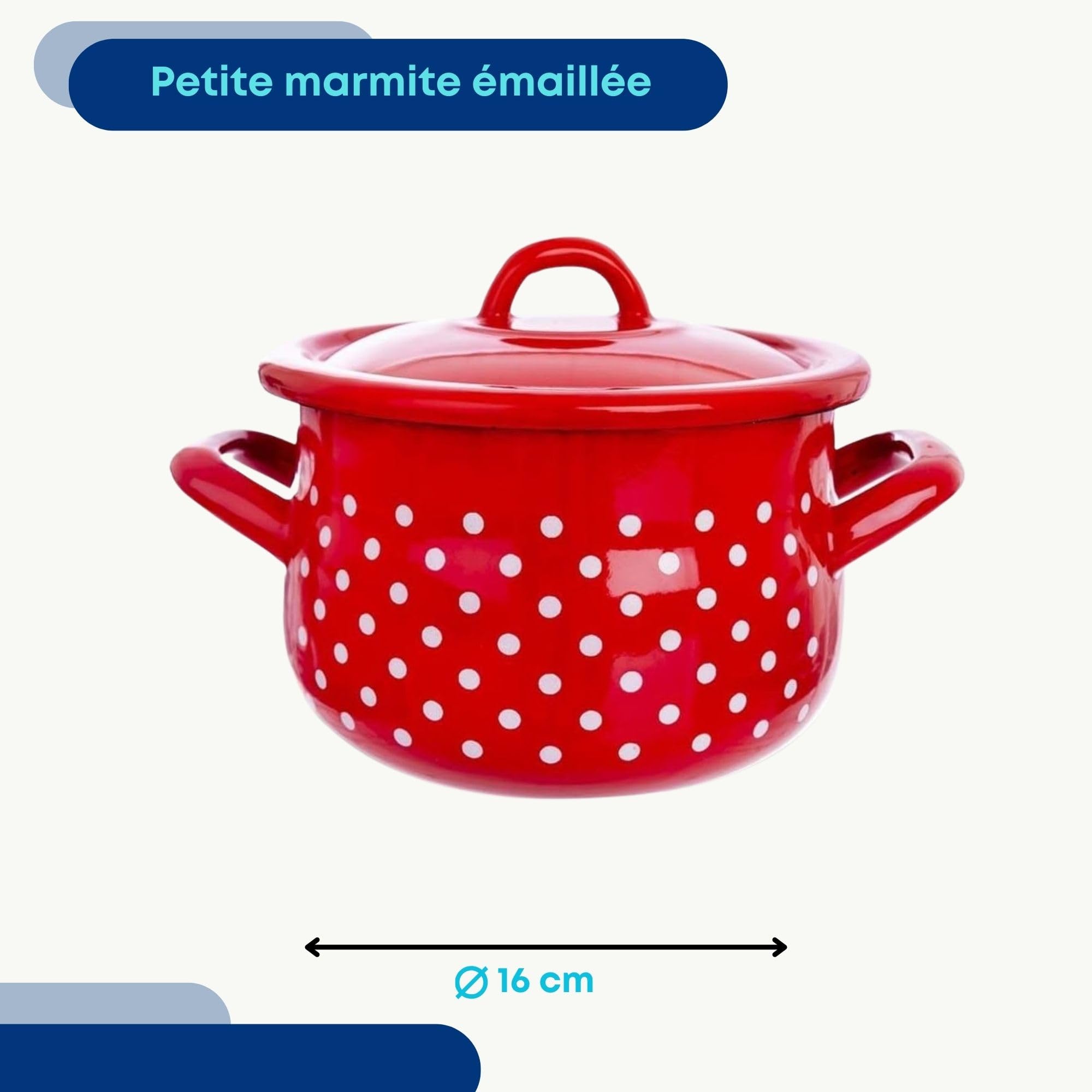 Image secondaire de Casserole Émaillée Rouge avec Couvercle - 16 cm - 2,3 L