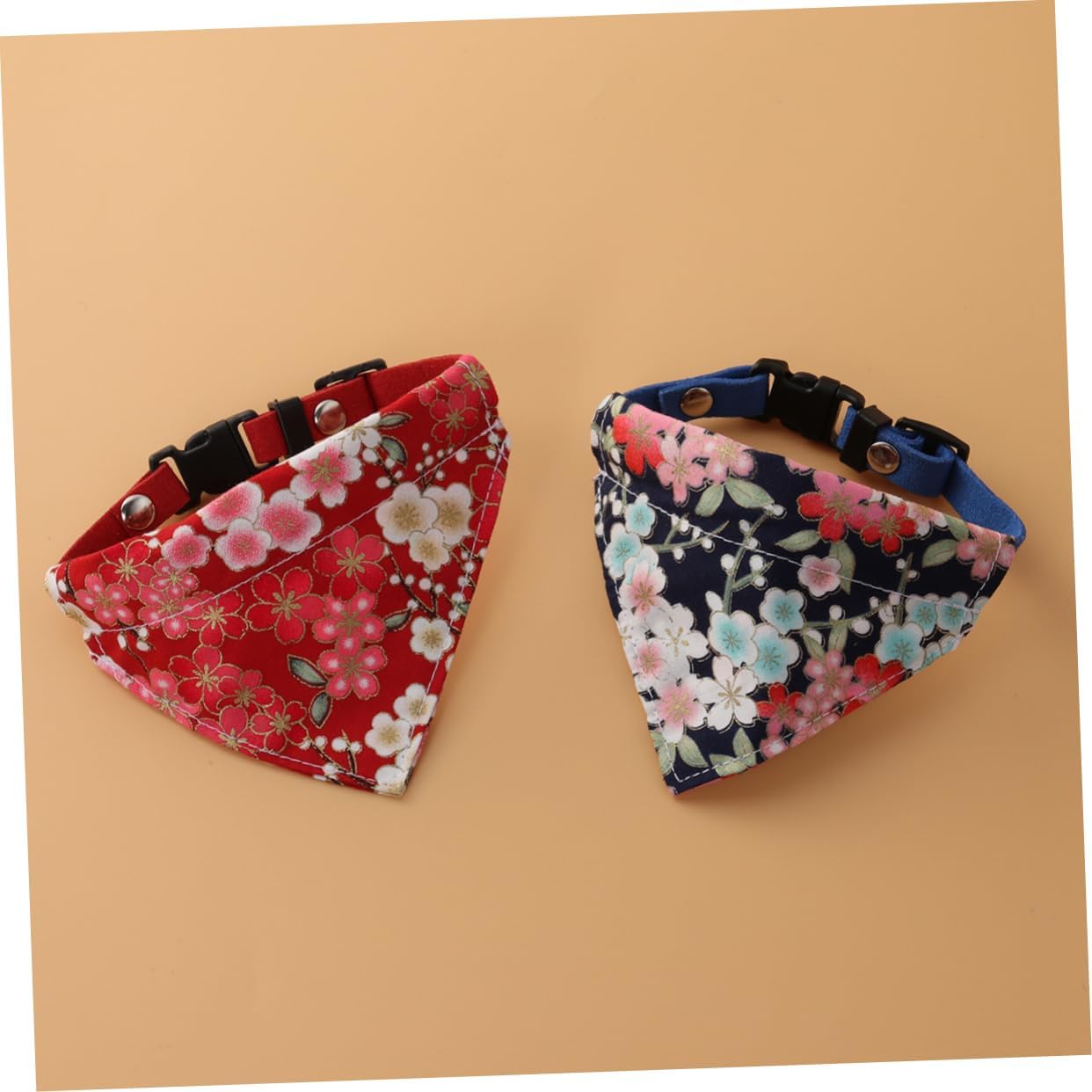 Dog Bandana Collar Scarf Bibs 2pcs XS Fabric Flower Pattern image 4