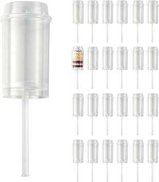 Cake Push Pop Containers, Push Up Cake Pop Containers with Lids, Clear Plastic Reusable Food Grade, Easy to Clean, Non-Stick to Cup, Great for Birthday Parties, Afternoon Tea 24 Packs