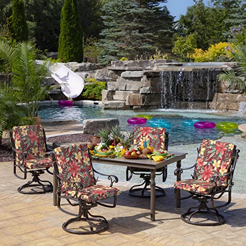 Image of Arden Outdoor Midback Chair Cushion, 18 x 16.5, Rain-Proof, Fade Resistant Ruby Clarissa