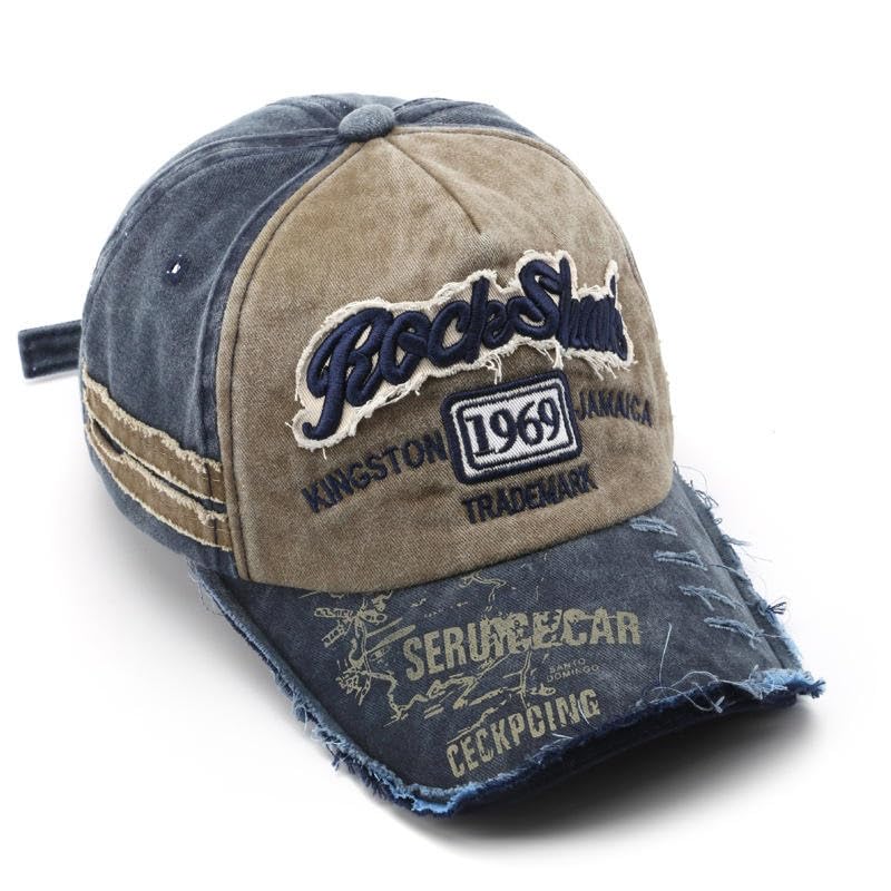 Image of 1969 Denim Washed Stylish Cap for Men Women with Brim (Fit to Head Size - Approx 54CM to 60CM)