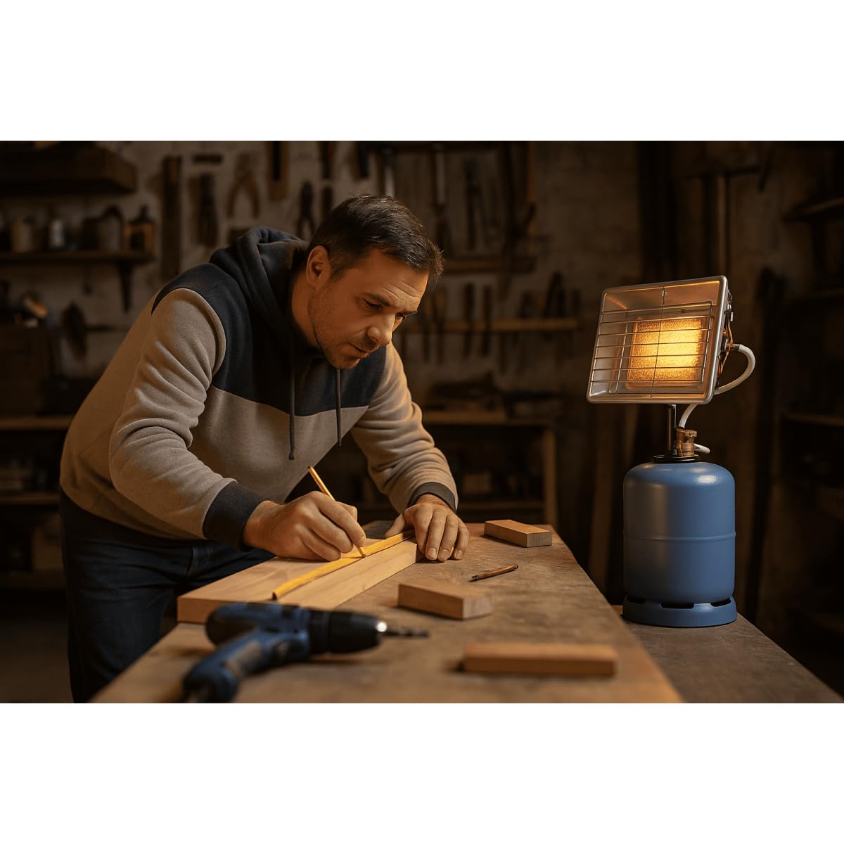 PROWELTEK - Chauffage Radiant Gaz 4,5 KW Professionnel | Kit Complet : Détendeur Réglable Propane/Butane & Tuyau | Sécurité Thermocouple & Allumage Piézo | Idéal Chantier, Garage, Terrasse