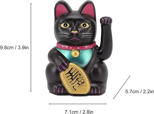 Miniatura 7 de Zerodis Fortune Cat, Lifelike Battery Powered Bright Colors Welcoming Cat 4 Inch Hand Waving for Home for Hotel (Black)