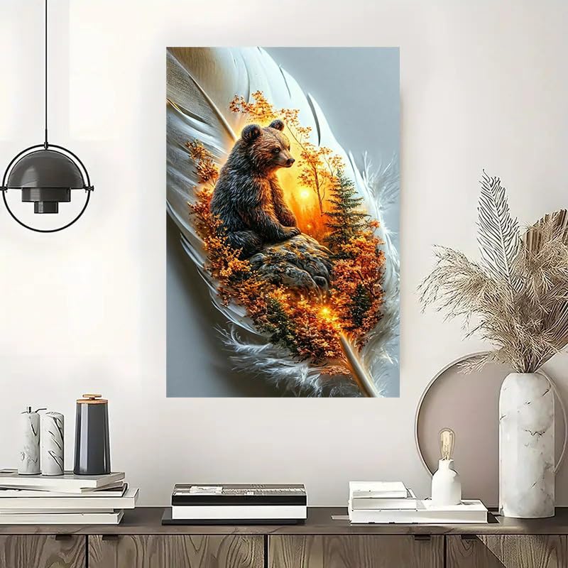 Ours des montagnes toile murale design pour salon moderne 50x90cm