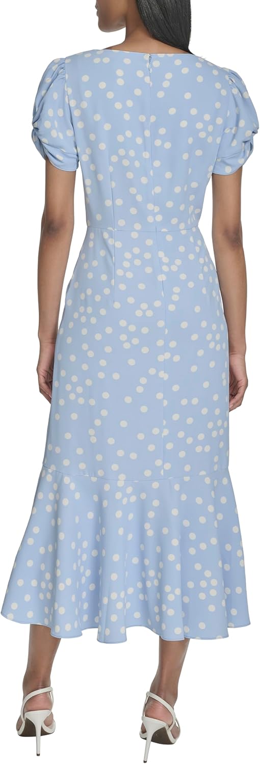 Halston Womens Short Sleeve Center Ruched Printed Dress - Image 4