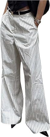 GORGLITTER Womens Striped Dress Pants Pinstripe Wide Leg Long Pants Baggy Business Casual Workout Trousers