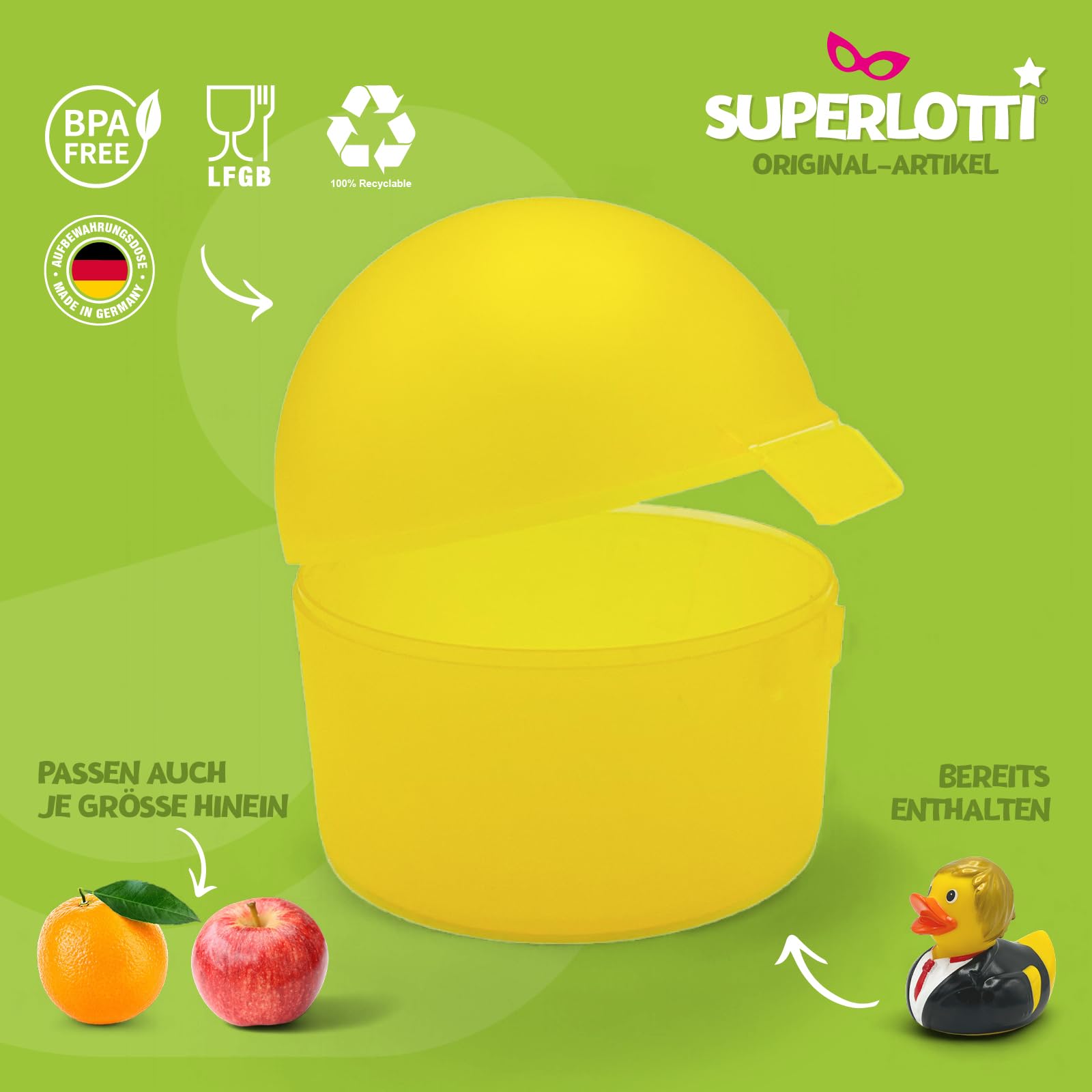 SUPERLOTTI Squeaky duck groom Jens, an original bath duck, quality brand for children, Yellow / Black, ca. 8 cm - Image 3