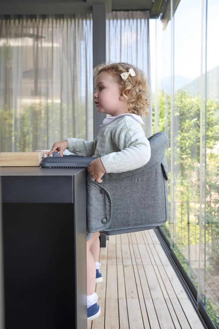Inglesina Fast, Seggiolino da Tavolo Pieghevole, Grigio Chiaro (Stone Grey), Facile da Trasportare, Lavabile, Installazione Sicura, Fino a 15 kg, 35 x 27 42 cm