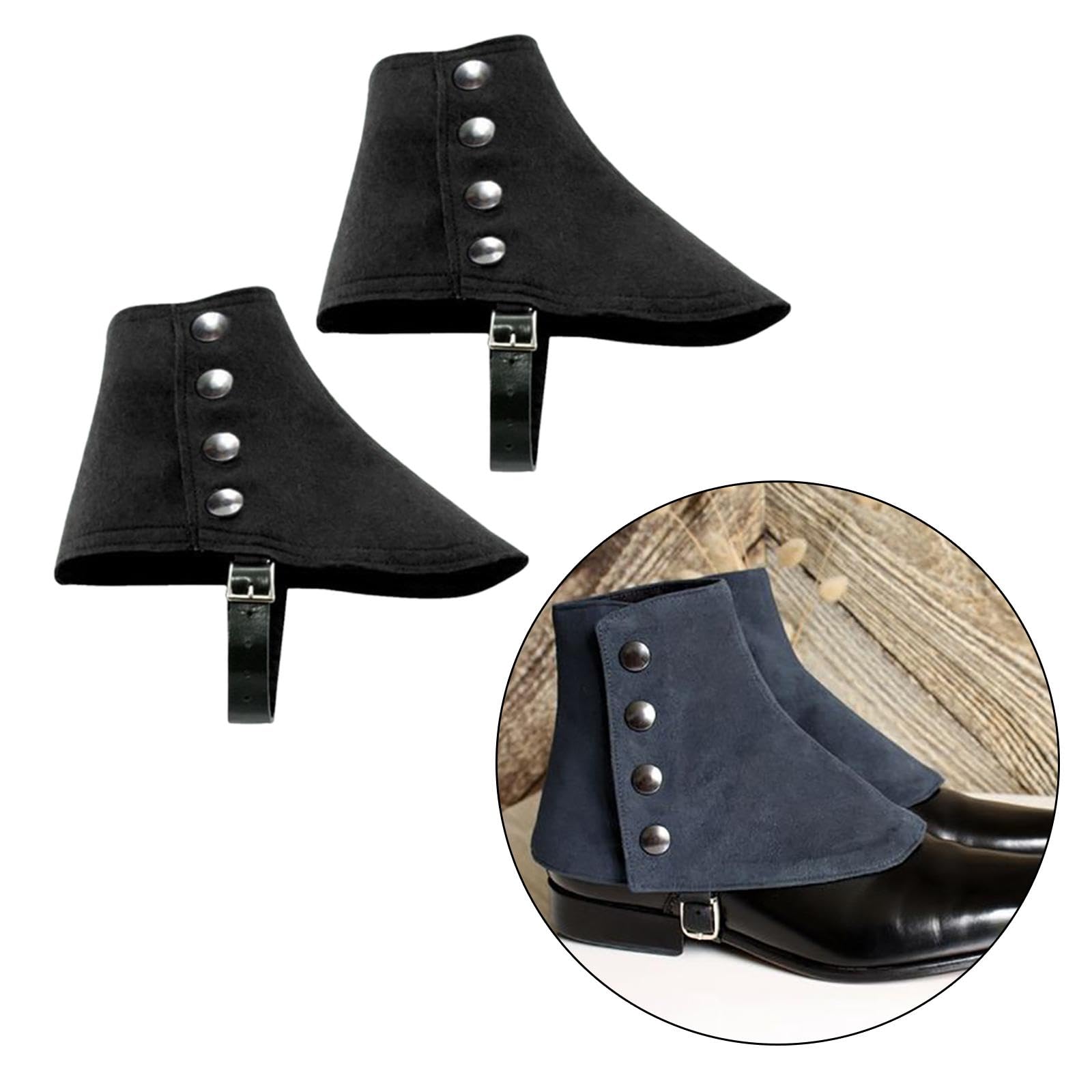 Polainas de Gánster para Disfrazarse, Estilo años 20, para Halloween, Cubrebotas de Pirata Medieval, Negro