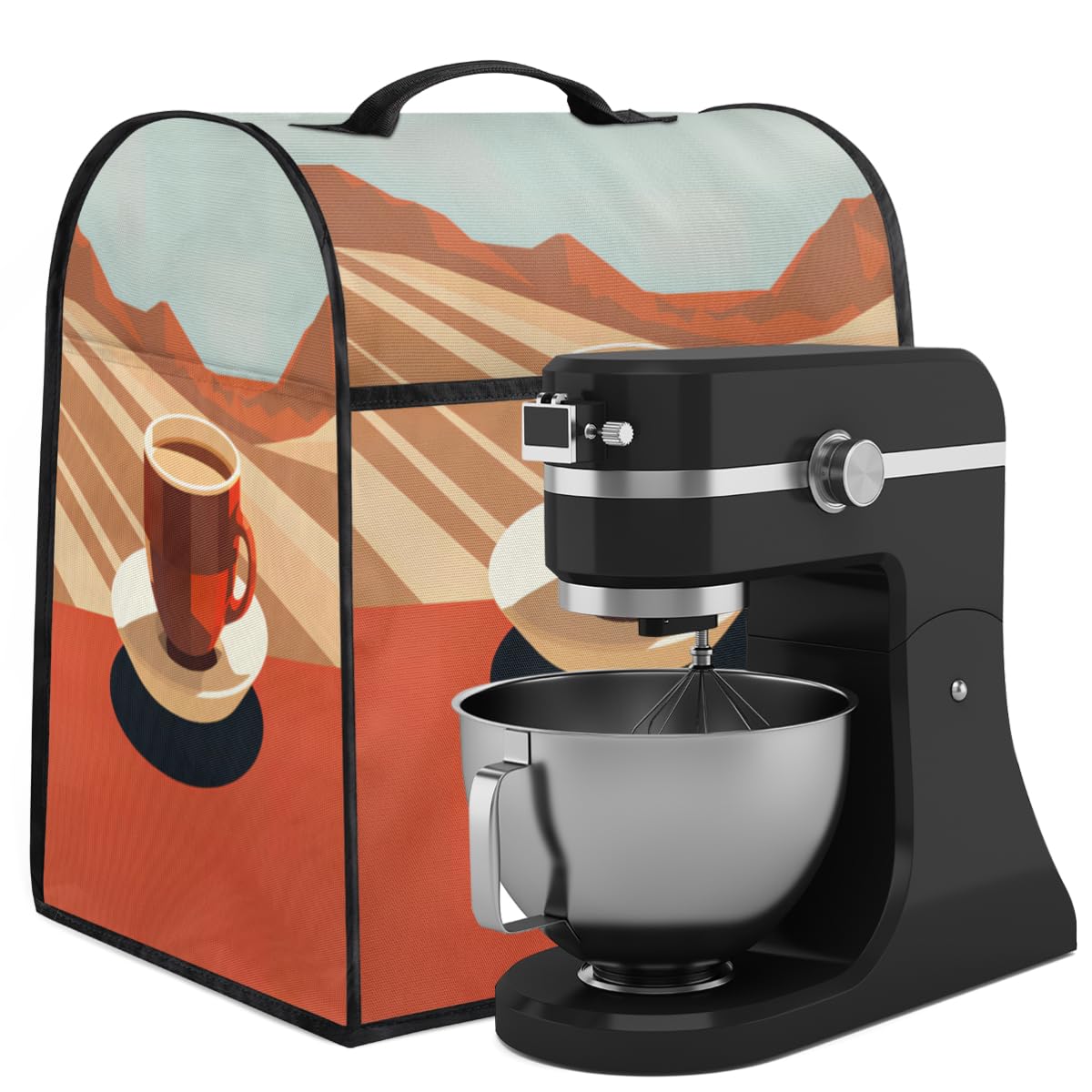 Coffee Maker Cover Coffee Pattern Kitchen Appliance Covers Small Appliance Covers Blender Cover Juicer Cover Dust Covers for Kitchen Appliances with Top Handle and Pockets,Washable,C104