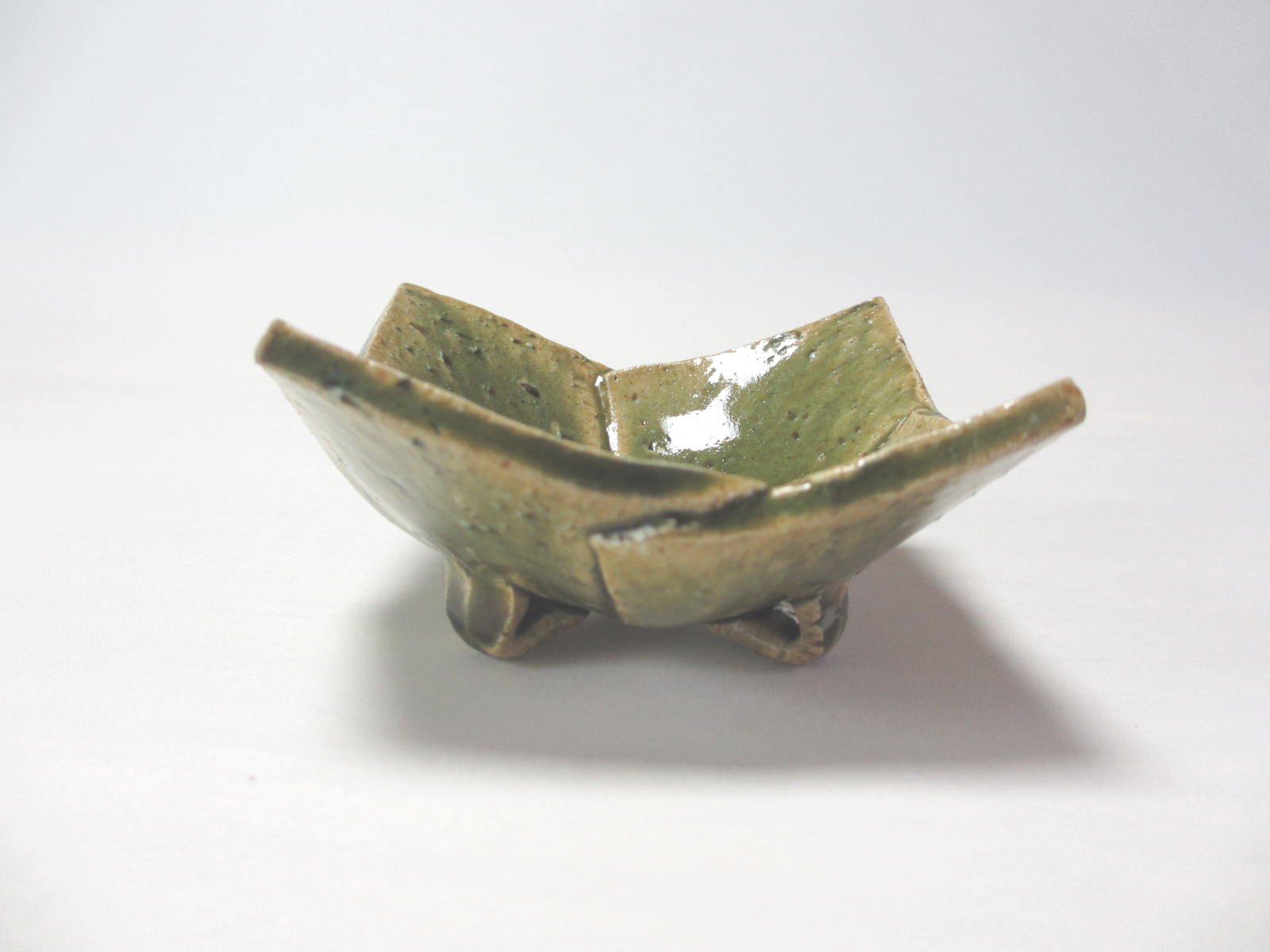 ★陶芸作家・野々村浩司作/総織部四方角鉢(小)　 【贈り物】　