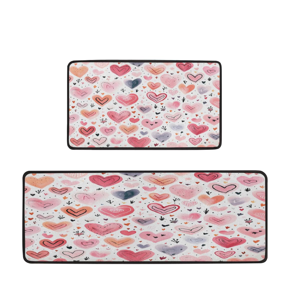 Tapetes de cocina para San Valentín con diseño de corazones Mexpekil juego de 2