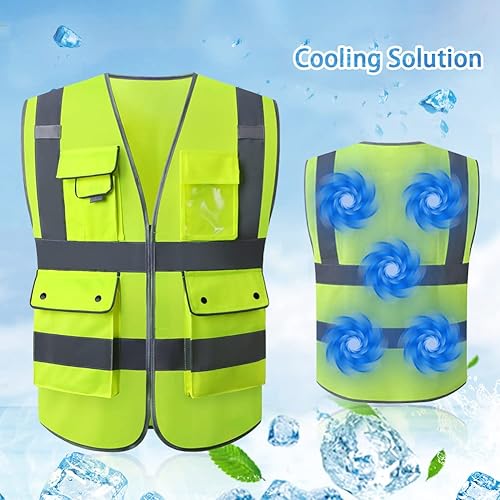 Miniatura 9 de Tekware High Visibility Construction Vests with 2 Cooling Ice Bags, Ideal Work Safety Vest for Men and Women, ANSIISEA Standards, Universal