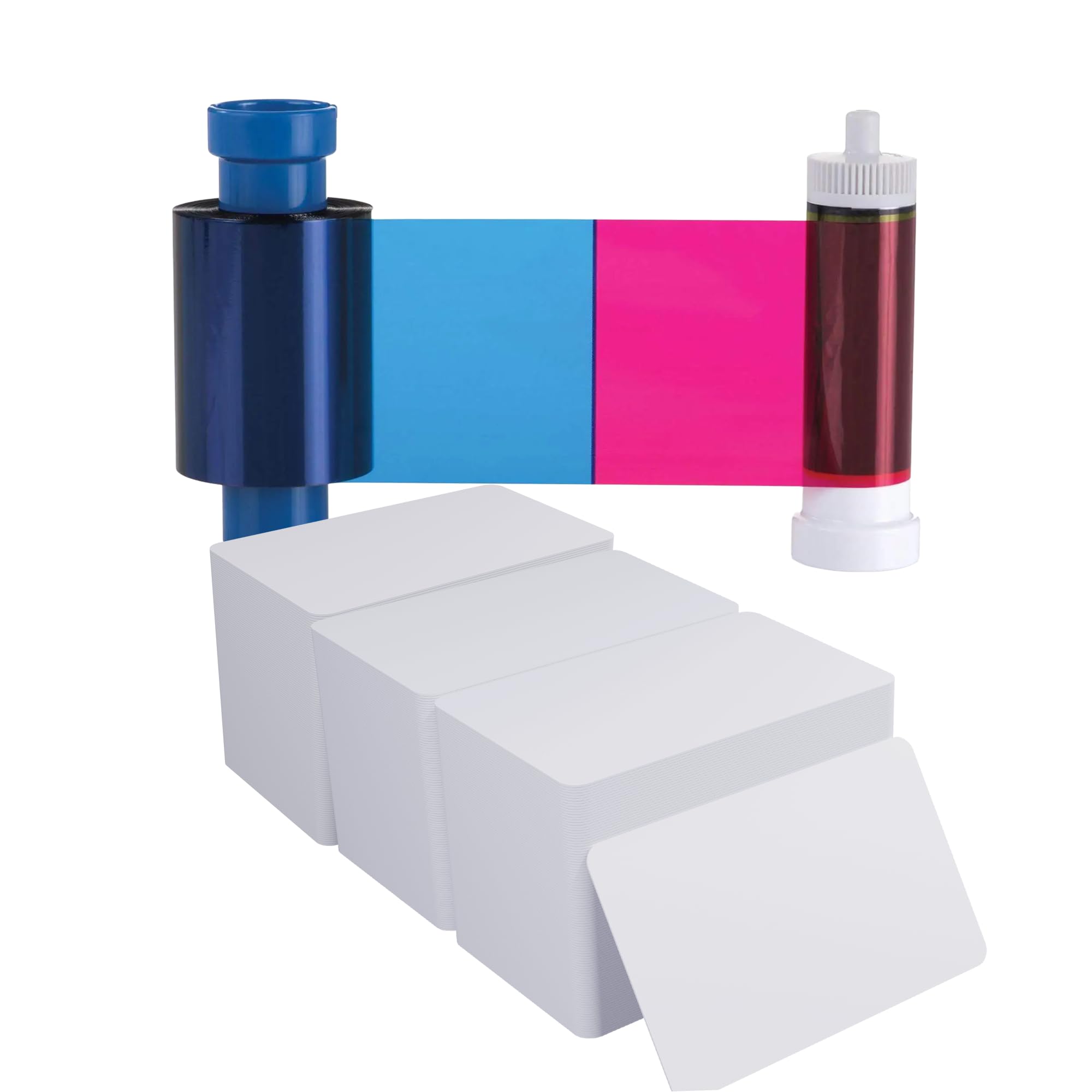 Magicard 600 Printer MB300YMCKO Color Ribbon - YMCKO - 300 Prints with Bodno Premium CR80 30 Mil Graphic Quality PVC Cards - Qty 300