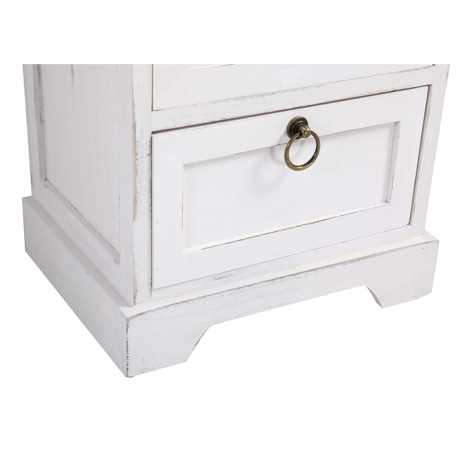 CARO-Möbel Nachttisch IRMA Nachtschrank für Boxspringbett Nachtkonsole mit 3 Schubladen weiß Vintage Design