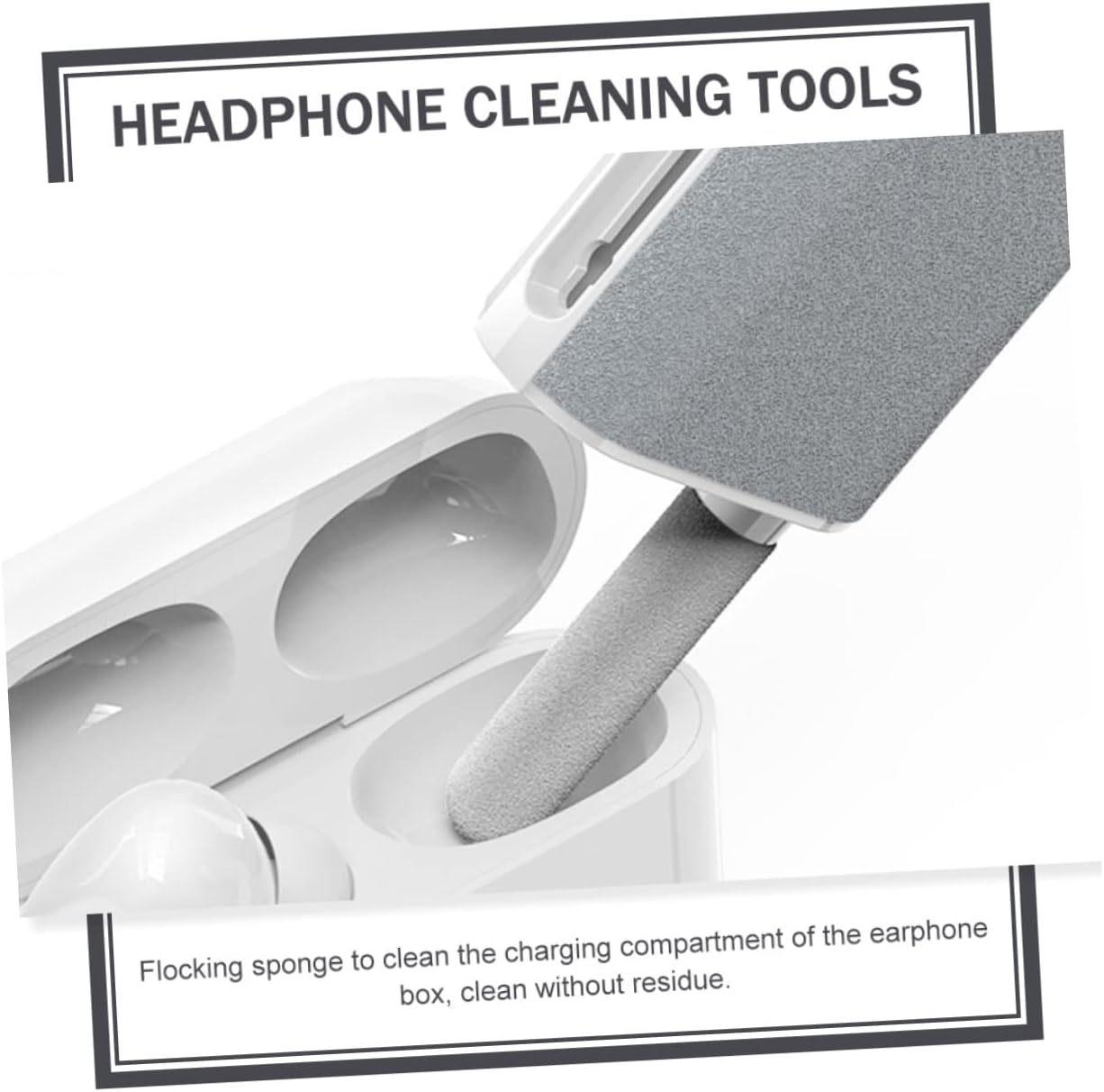 Mikikit 2pcs Multifunctional Earphone Kit Electronics Cleaning Tool Brush and Sponge for Earbuds