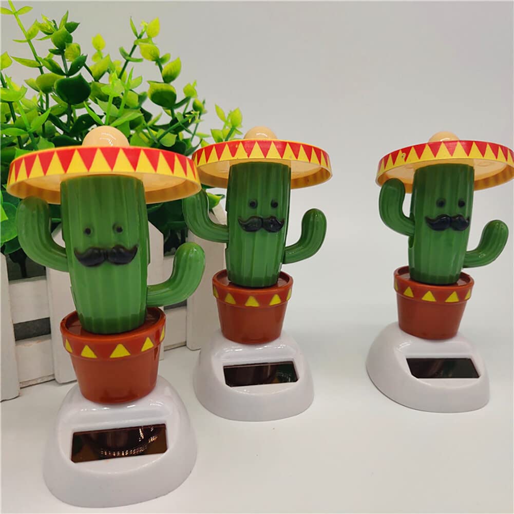 LICHENGTAI Bambola Hawaiana a Energia Solare Giocattolo, Bambola del Cruscotto della Pianta di Cactus ad Energia Solare, Carine Pianta di Cactus Bobbleheads Statuetta per Auto Decorazione