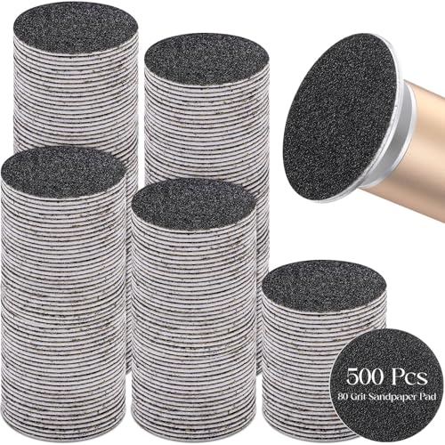 Gisafai 500 Pcs Sanding Replacement Pad Sandpaper Disk for Electric Foot File Callus Remover Tool Black Foot File Disc for Men Women Cracked Heels Dead Skin(80 Grit)