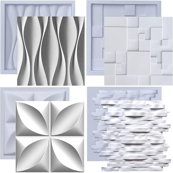 Kit Moldes pra Gesso 3D e Cimento ABS Formas Painel Revestimento placa