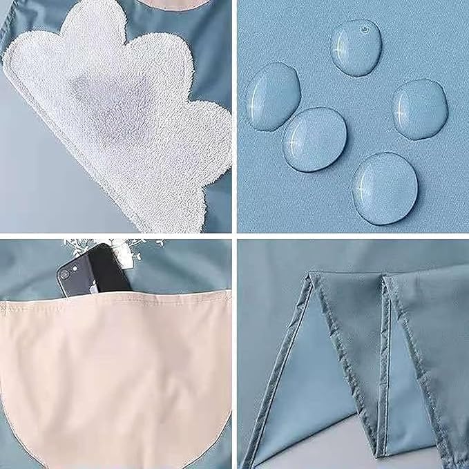 ORBITORA 1 Pack Cute Kitchen Apron Cooking Apron for Women Couple Waterproof with Pocket and Hand-Wiping Area Apron for Cooking,BBQ, Kitchen, Garden 4