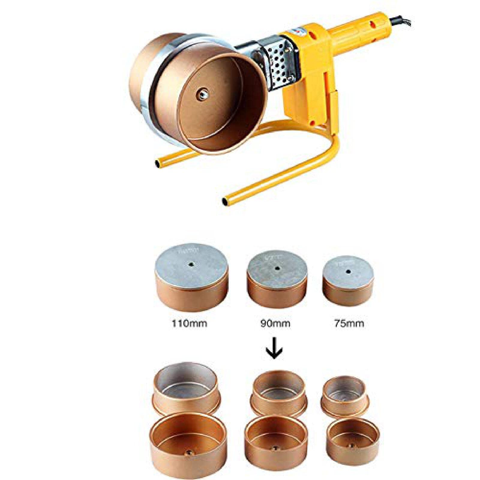 Soldador por Fusión De Tuberías, Máquina De Soldadura De Tuberías De Agua, Máquina De Soldadura De Plástico Termofusible para Soldar Tubos De Cobre 75-110 Ppr/PE/PP,