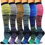 Campsnail 6 Paar Kompressionsstrümpfe für Damen und Herren Kompressionssocken Compression Socks Stützstrümpfe Fußballsocken für Laufen