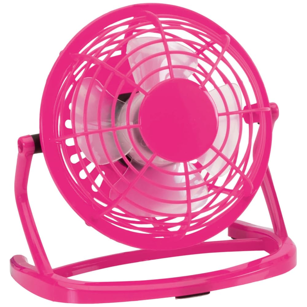 eBuyGB Mini USB Desk Fan, Small Quiet Personal Cooler, USB Powered Portable Table Fan (Pink)