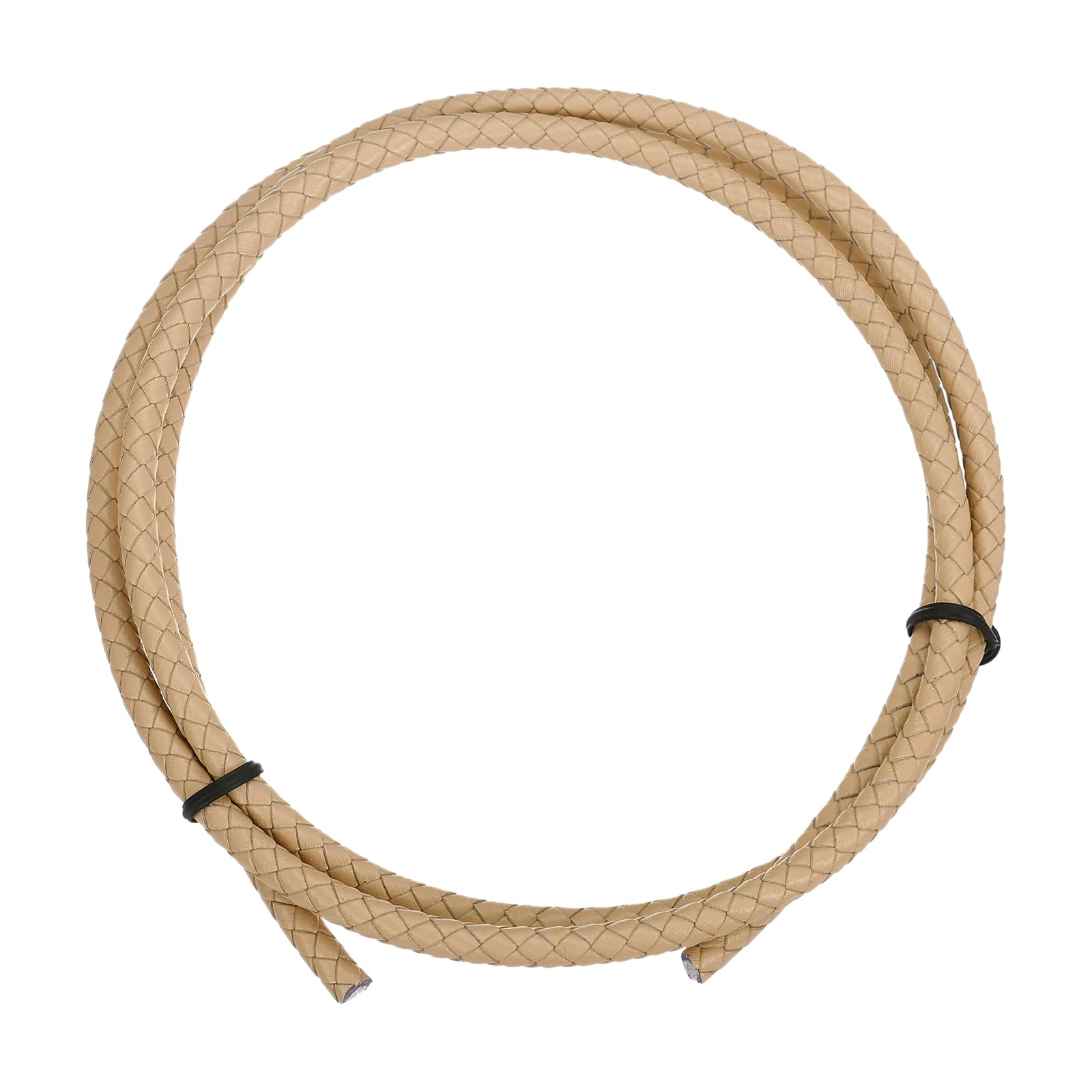 sourcing map 1.1 Yards Bolo Tie Cord 6mm Diameter Round Braided Leather Strip 1 Meter Long for Bracelet Necklace Beading, Khaki