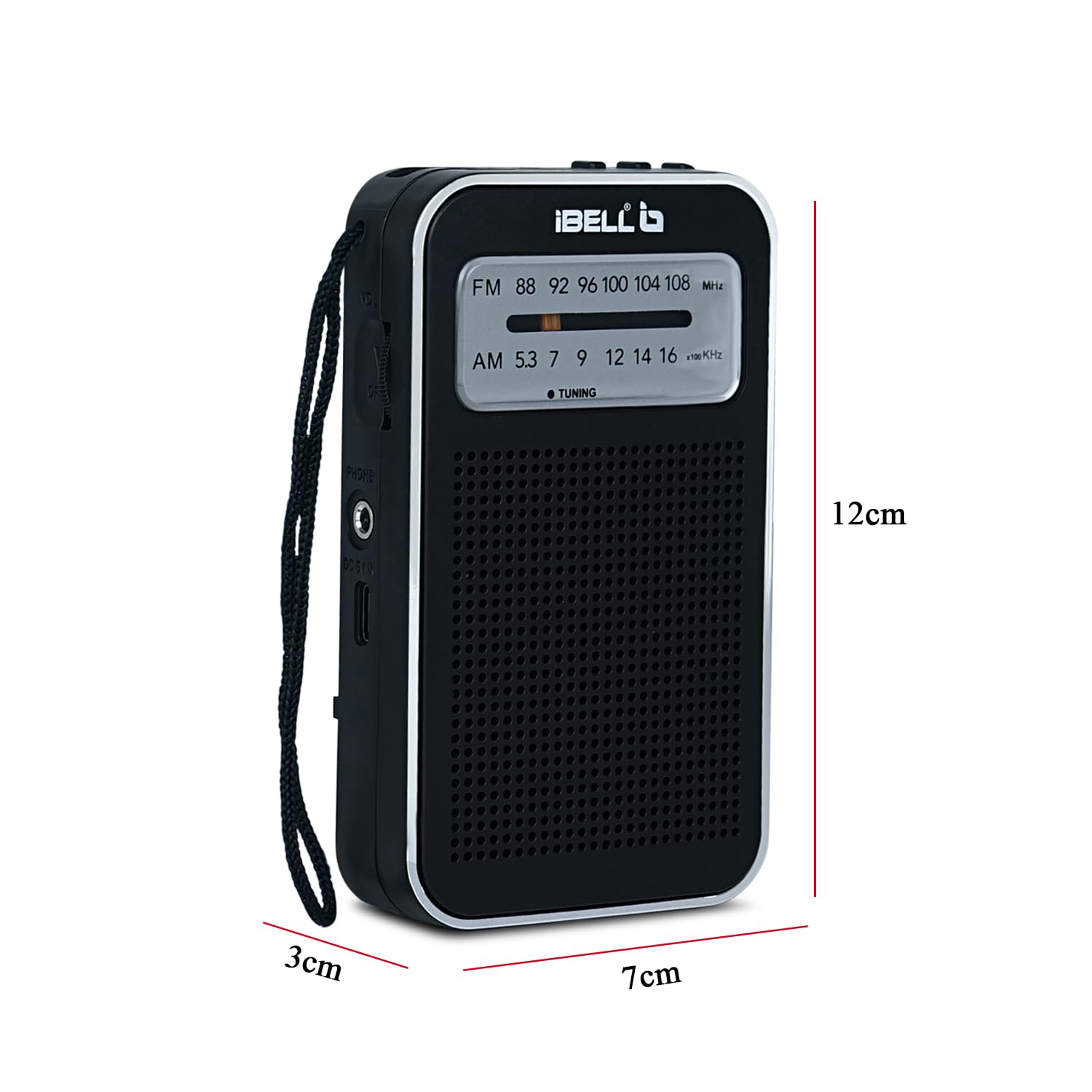 iBELL FM720BT Portable Pocket FM Radio with Bluetooth Speaker, USB/SD MP3 Player, Rechargeable with Type C Port, 2 Band (Black) — Amazon image 7