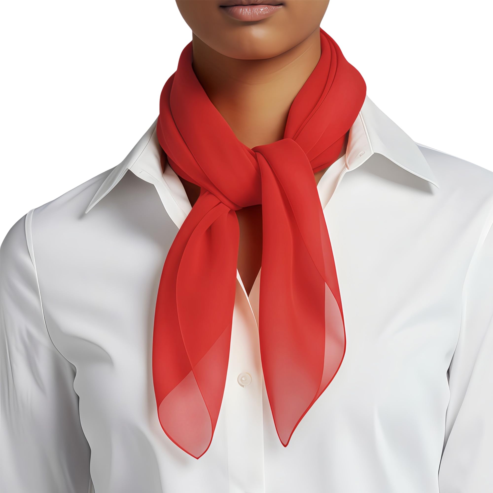 Basic Sense Women's Red Lightweight Chiffon Square Scarf For Retro Neckerchief Bandana & Hair Tie,
