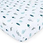 Feuilles de literie 4 Pack, Feuilles de lit pour enfant de 52'' x 28'' pour lit pour bébé standard & Matelas pour tout-petit, Microfibre douce et respirante, Feuille de bébé neutre, Dinosaures grises & Océan