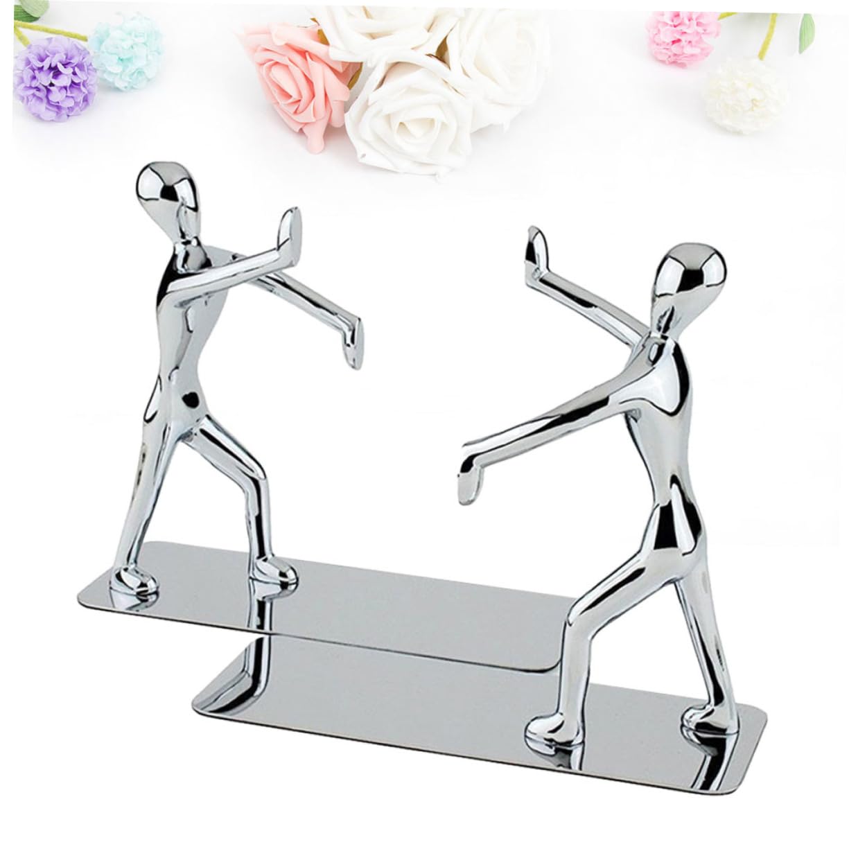 STOBOK 2pezzi Fermacarte Forma di Kung Fu Supporti per Scaffali Antiscivolo per Libri Dvd e Riviste in Metallo Design Contemporaneo per Casa e Ufficio