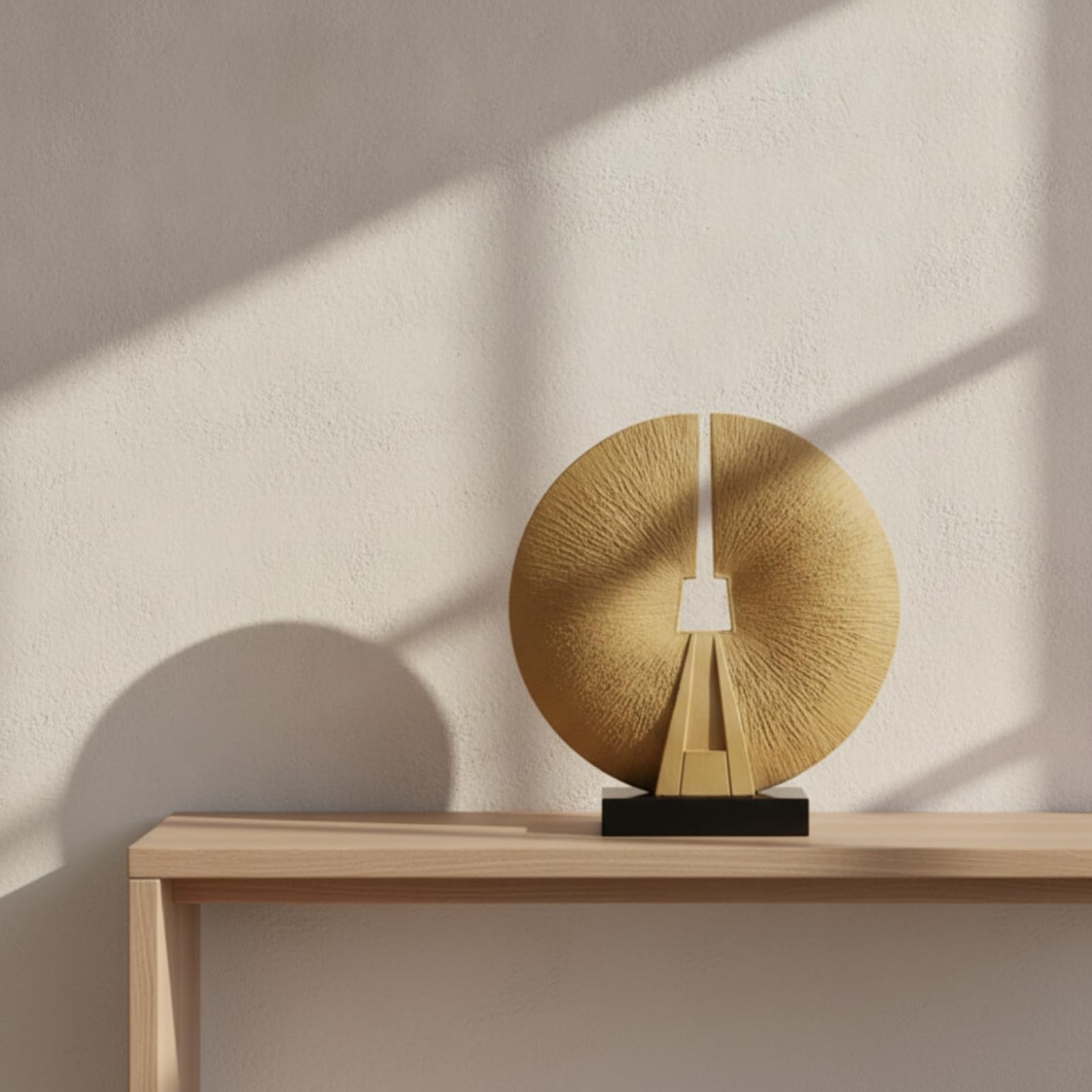 Tischskulptur mit Sockel geometrisch Resin-Skulptur elegant Skulptur mit Sockel für Eingangsbereich, Flur, Braun, 29 10 33CM