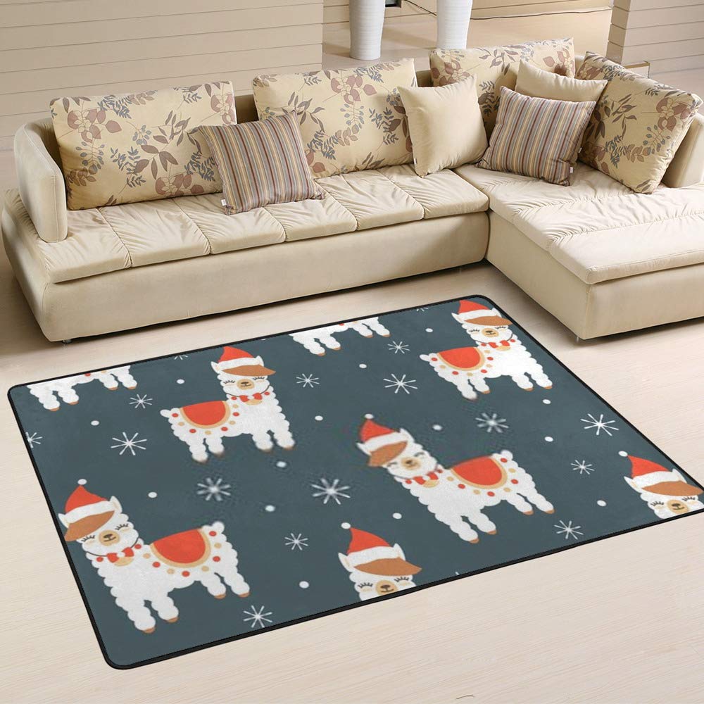 Tapis de dessin animé llama de Noël le cadeau idéal pour le salon